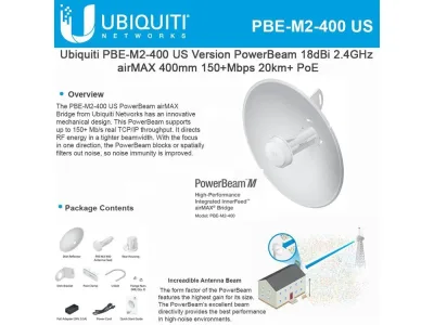 PBE-M2-400-US - Ubiquiti PowerBeam IEEE 802.11n 150Mbit/s Wireless Bridge