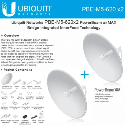 PBE-M5-620-US - Ubiquiti PowerBeam IEEE 802.11n 150Mbit/s Wireless Bridge