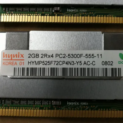 PC2-5300F - Hynix 4GB Kit (2 X 2GB) DDR2-667MHz PC2-5300 ECC Fully Buffered CL5 240-Pin Dual Rank Memory for PowerEdge 1950
