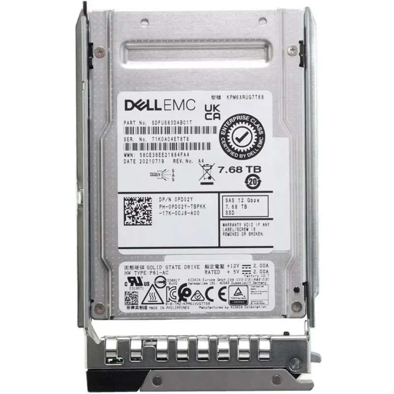 Dell PD02Y Dell 0PD02Y / PD02Y 7.68TB Triple-Level Cell SAS 12Gb/s Read Intensive 2.5-Inch Solid State Drive