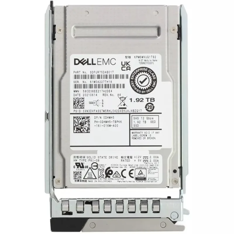 Dell PDR1R 1.92TB 3DWPD SAS-12Gbps 2.5-Inch SED Mixed Use Hot Plug Solid State Drive