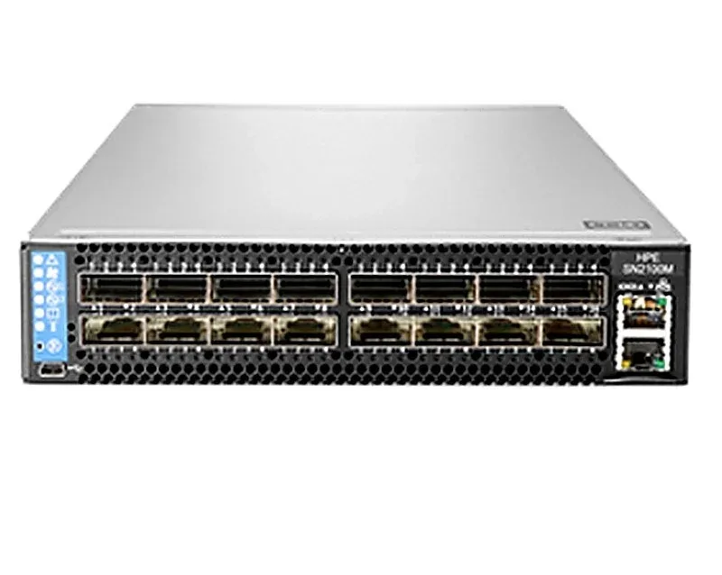 HPE Q2F23-63001 StoreFabric M-Series SN2100M 16 x Ports 100GBase-X QSFP28 + Power-to-Connector Airflow Managed 1U Half Rack-Mountable Gigabit Ethernet Network Switch. In Stock