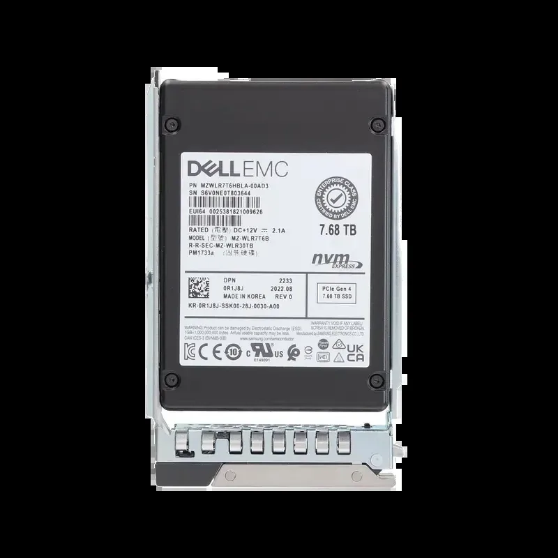 Dell R1J8J 7.68TB Triple-Level Cell PCI Express NVMe 4.0 x4 Read Intensive 2.5-In Solid State Drive