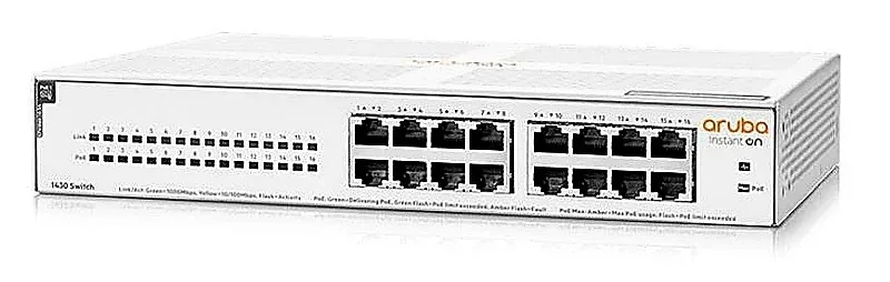 HPE R8R48-61021 Instant On 1430 16-Ports PoE 10/100/1000Base-T RJ-45 Layer 2 UnManageable 1U Rack-mountable Network Switch