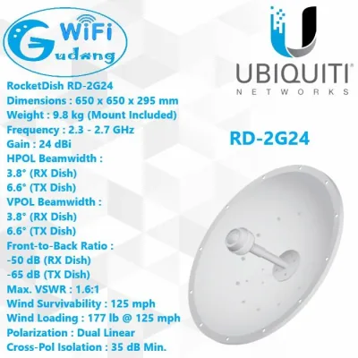 RD-2G24 - Ubiquiti RocketDish AirMax 2x2 PtP Bridge Dish Antenna