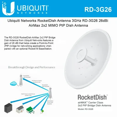 RD-3G26 - Ubiquiti RocketDish AirMax 2x2 PtP Bridge Dish Antenna