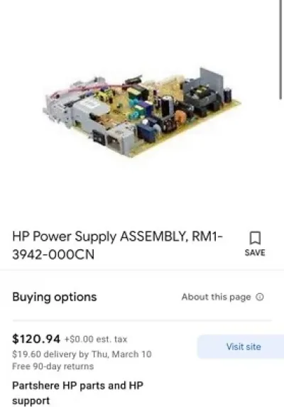 RM1-4037 - HP ECU Engine Control Unit 110v for LaserJet P3005 Series
