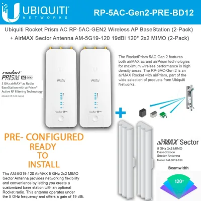 RP-5AC-GEN2-US - Ubiquiti Rocket Prism AC Gen2 IEEE 802.11ac 500Mbit/s Wireless Bridge