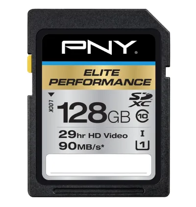 SD128ELIPER-EF - PNY Elite Performance 128GB Class 10 SDXC UHS-I U3 Flash Memory Card