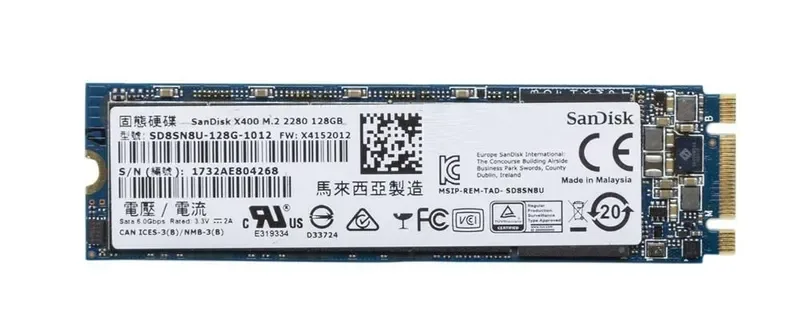 SD8SN8U-128G-1012 - SanDisk X400 Series 128GB SATA 6Gb/s M.2 2280 Solid State Drive