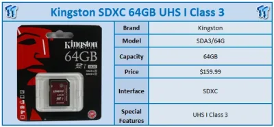 Kingston SDA3/256GB 256GB Class 10 SDXC UHS-I Speed Flash Memory Card