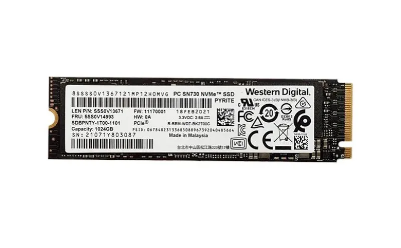 SDBPNTY-1T00-1101 - Western Digital PC SN730 Series 1TB PCI Express 3.0 x4 NVMe M.2 2280 Solid State Drive