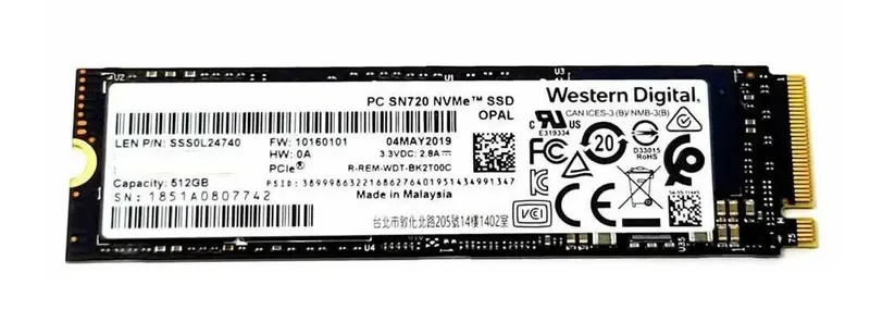 SDBPNTY-512G-1032 - Western Digital SN730 Series 512GB Triple-Level Cell PCI Express 3.0 x4 NVMe SED M.2 2280 Solid State Drive