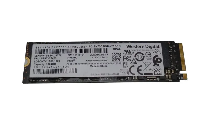 SDBQNTY-1T00-1001 - Western Digital PC SN730 Series 1TB PCI Express 3.0 x4 NVMe SED M.2 2280 Solid State Drive