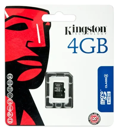 Kingston SDC4/4GBSP 4GB Class 4 microSDHC Flash Memory Card