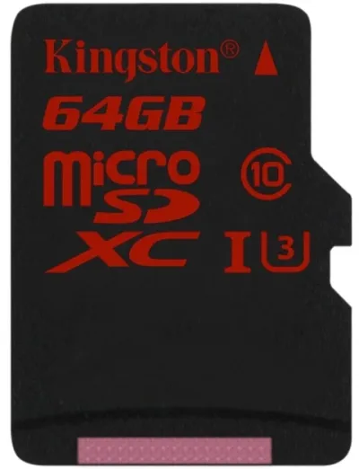 Kingston SDCA3/64GBSP 64GB Class 10 microSDHC UHS-1 U3 Flash Memory Card