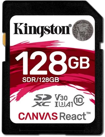 Kingston SDCR/128GBSP Canvas React 128GB Class 10 microSDXC U3 UHS-I V30 A1 100MB/s Read 80MB/s Write Flash Memory Card