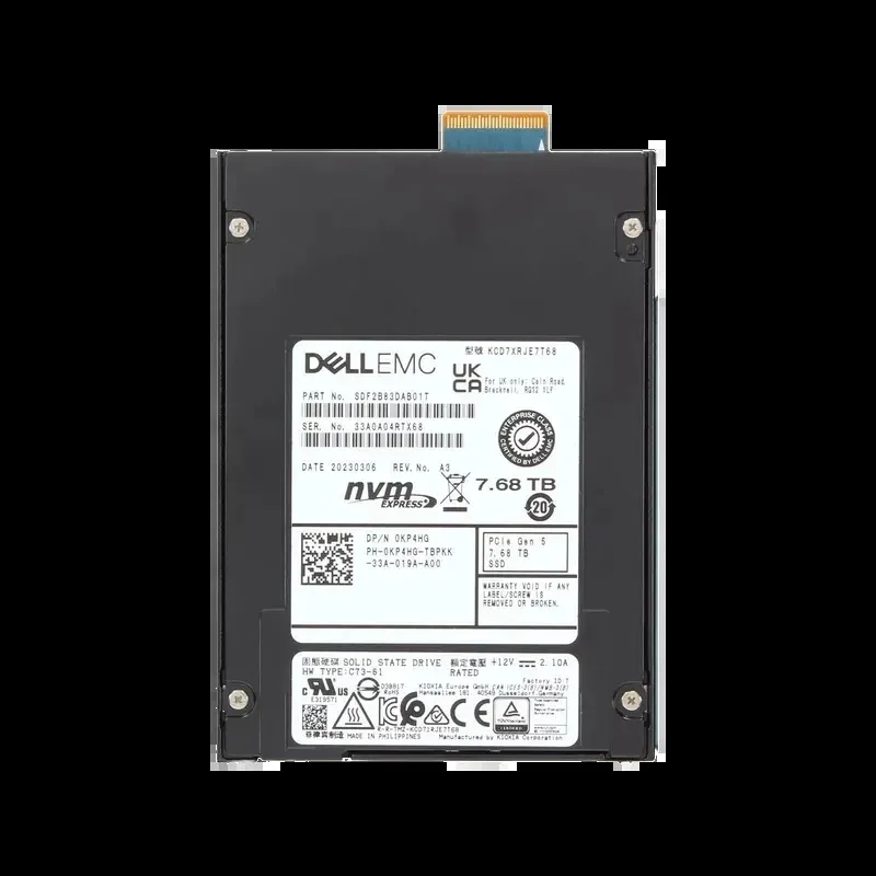 KIOXIA SDF2B83DAB01T 7.68TB Triple-Level Cell PCI Express 5.0 x4 NVMe Read Intensive E3.S Solid State Drive (OEM)