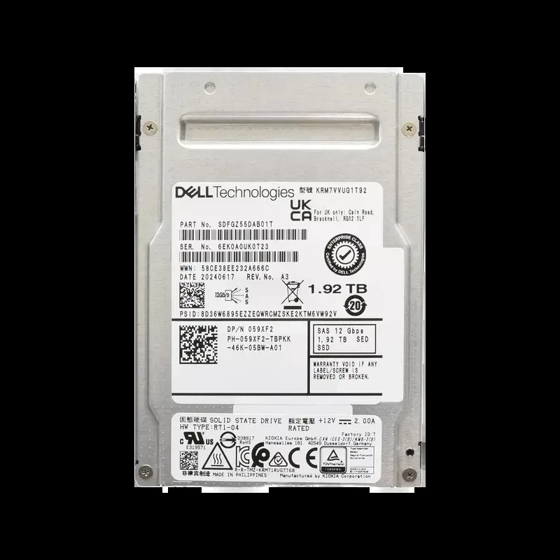KIOXIA SDFGZ55DAB01T RM7-V 1.92TB Triple-Level Cell SAS 12Gb/s Mixed Use SFF 2.5-Inch Self-Encrypting SED Solid State Drive (OEM)