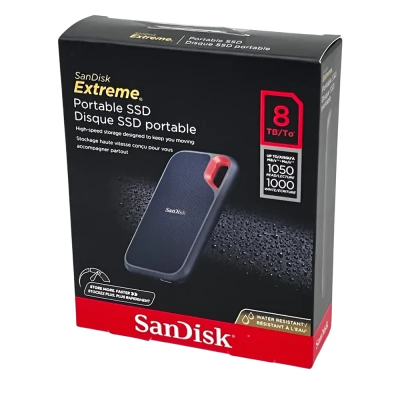 SanDisk SDSSDE61-8T00-G25 Extreme 8TB USB 3.2 Gen 2 Sequential Read Performance 1050MB/s External Portable Solid State Drive