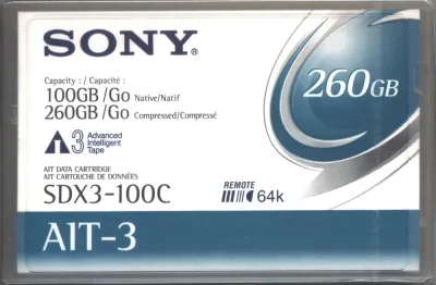 Sony SDX3100C//AWW AIT-3 Tape Cartridge - AIT AIT-3 - 100GB (Native) / 260GB (Compressed)