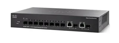 SG300-10SFP-K9 - Cisco Small Business SG300 8 x Ports 10/100/1000Base-T + 2 x Combo Gigabit SFP Layer 3 Managed 1U Rack-Mountbale Gigabit Thernet Network Switch