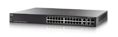 SG300-28MP-K9-NA - Cisco Small Business 300 Series PoE RJ-45 28 x Ports 10/100/1000Base-T + 2 x combo Gigabit SFP Layer 3 Managed Desktop Rack Mountable 1U Gigabit Ethernet Switch