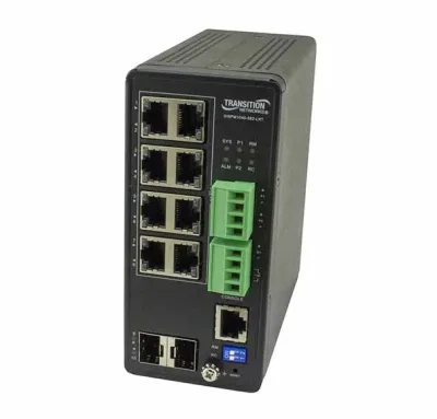 SISPM1040-582-LRT - Transition Networks 8-Port 10/100/1000Base-T / 1000Base-X PoE++ SFP (mini-GBIC) Layer 4 Wall-Mountable Ethernet Switch