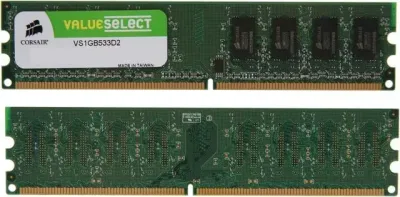 Dell SNPU8622CK2/2G 2GB Kit (2 X 1GB) DDR2-533MHz PC2-4200 non-ECC Unbuffered CL4 240-Pin DIMM Memory