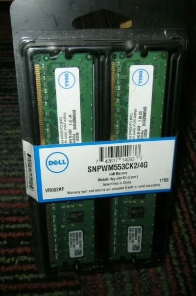 Dell SNPWM553CK2/4G 4GB Kit (2 X 2GB) DDR2-800MHz PC2-6400 ECC Registered CL6 240-Pin DIMM 1.8V Memory