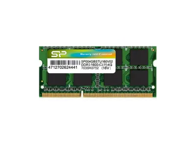 SP004GBSTU160V02 - Silicon Power 4GB DDR3-1600MHz PC3-12800 Non-ECC Unbuffered CL11 204-Pin SODIMM 1.5V Dual Rank Memory Module