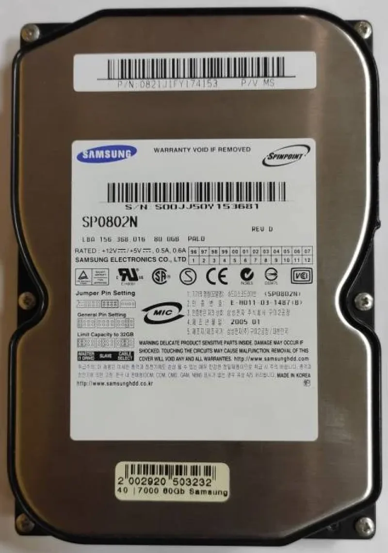 Samsung SP0411N/R Spinpoint P80 40GB 7200RPM ATA-133 2MB Cache 3.5-inch Hard Drive