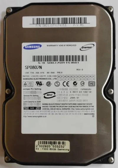 Samsung SP0842N/CE Spinpoint P80 80GB 7200RPM ATA-133 8MB Cache 3.5-inch Hard Drive