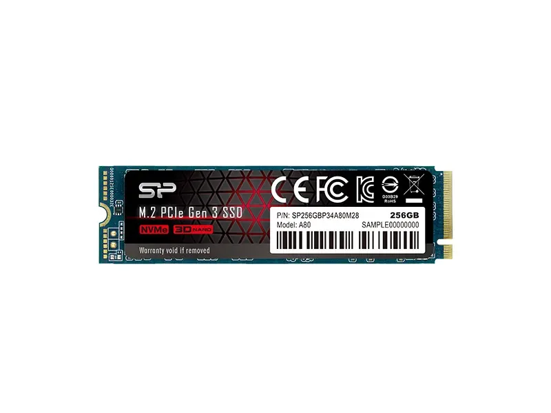 SP256GBP34A80M28 - Silicon Power P34A80 256GB PCI Express 3.0 NvMe x4 M.2 2280 Solid State Drive