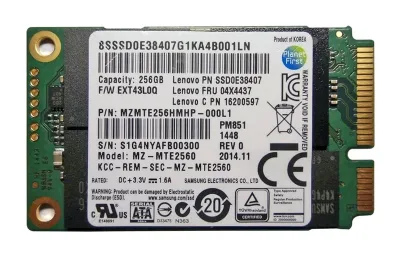 SSD0E38407 - Samsung 256GB mSATA 6Gb/s 2.5-inch Solid State Drive PM851 for Yoga 2