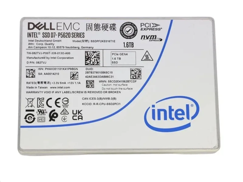 Intel SSDPF2KE016T1E D7-P5620 1.6TB PCI Express NVMe 4.0 x4 U.2 2.5-Inch Solid State Drive (OEM). In Stock