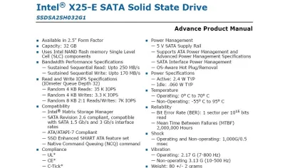 Intel X25-E Series 64GB SATA 3Gbps 2.5-inch SLC Solid State Drive