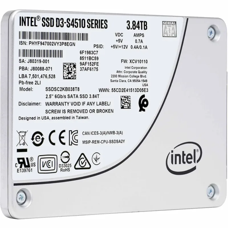 HPE SSDSC2KB038T8P HPE D3-S4510 3.84TB SATA 6Gb/s 2.5-Inch Enterprise Solid State Drive. In Stock