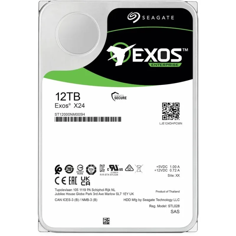 Seagate ST12000NM005H Seagate ST12000NM009H Exos X24 12TB SAS 12Gb/s SED-FIPS 3.5-Inch7200 RPM 512E/4KN Hard drive. In Stock