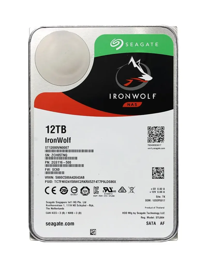ST12000VN0007 - Seagate IronWolf NAS 12TB 7200RPM SATA 6Gb/s 256MB Cache 3.5-inch Hard Drive