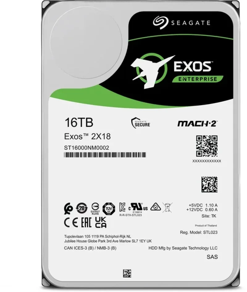 Seagate ST16000NM0002 Exos 2X18 16TB SAS 12Gb/s (512e/4Kn) Internal Hard Drive. In Stock