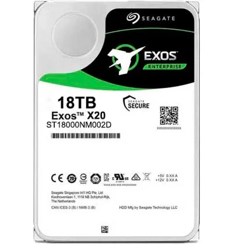 Seagate ST18000NM002D Exos X20 18TB SAS 12Gb/s 7200 RPM 256M 3.5-Inch 512E 4KN SAS FIPS Hard Drive. In Stock