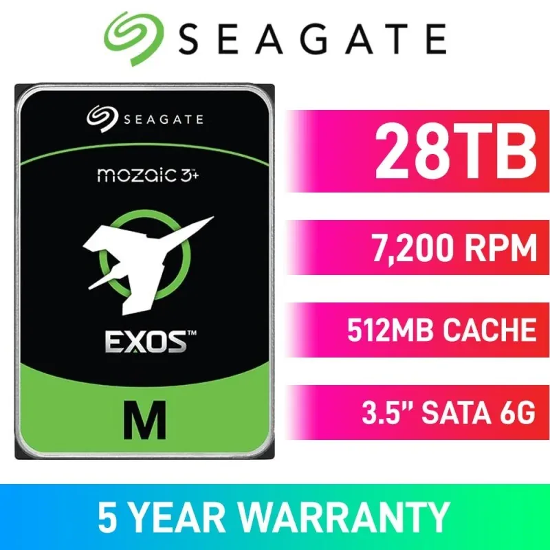 Seagate ST28000NM003K EXOS M 28TB 7200RPM SATA 6Gb/s 512MB Cache 512e 3.5-Inch ISE Hard Drive