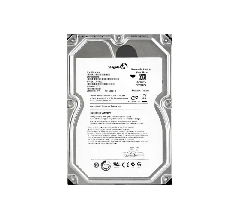 ST31000333AS - Seagate BarraCuda 7200.11 1TB 7200RPM SATA 3Gb/s 32MB Cache 3.5-inch Hard Drive