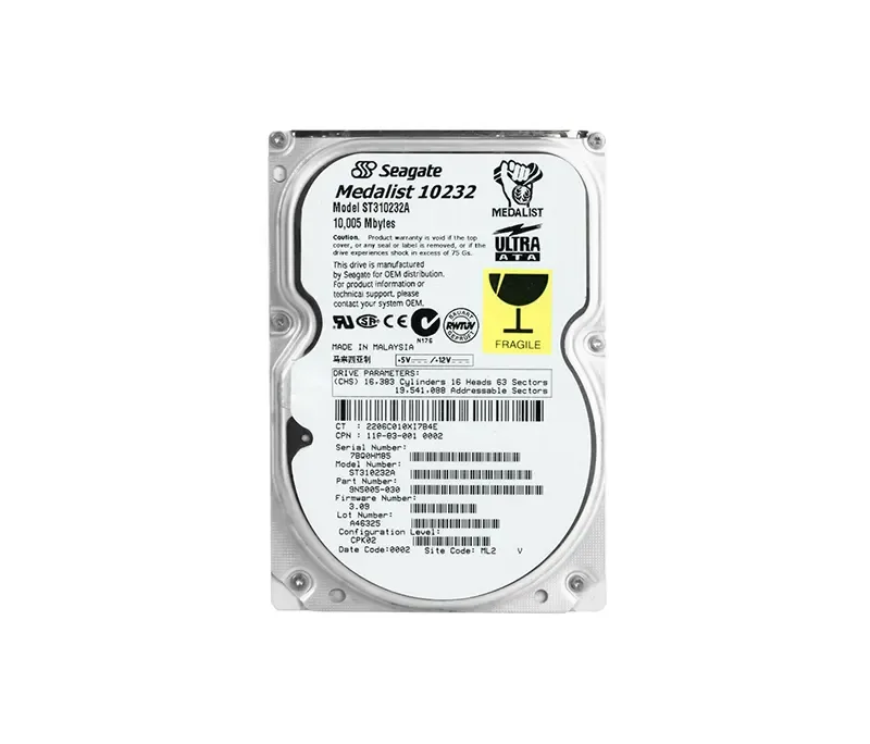 ST310232A - Seagate Medalist 10232 10.2GB 5400RPM ATA-66 512KB Cache 3.5-inch Hard Drive
