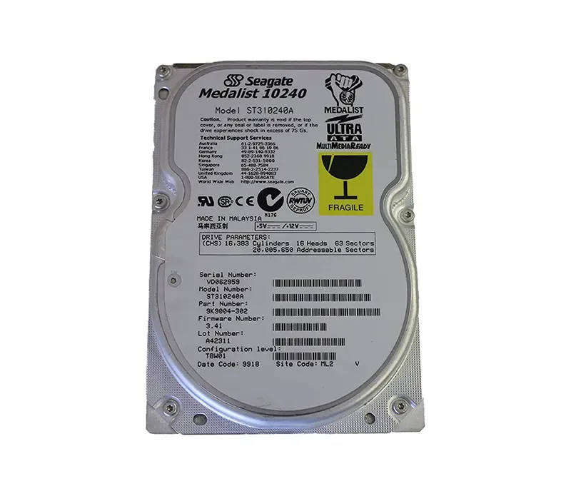 ST310240A - Seagate 10.2GB 5400RPM IDE/ATA-33 128KB Cache 3.5-inch Hard Drive