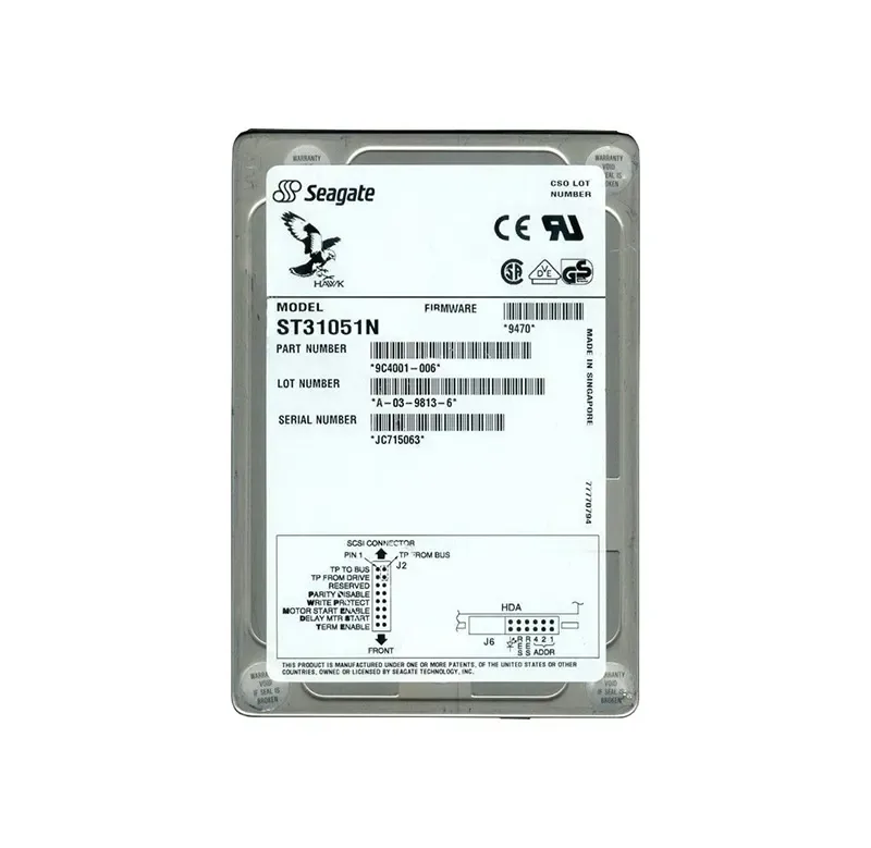 ST31051N - Seagate Hawk 2XL 1.06GB 5400RPM Fast SCSI 50-Pin 256KB Cache 3.5-inch Hard Drive