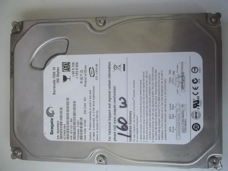 ST3160215AS - Seagate BarraCuda 160GB 7200RPM SATA 3Gb/s 2MB Cache 3.5-inch Hard Drive