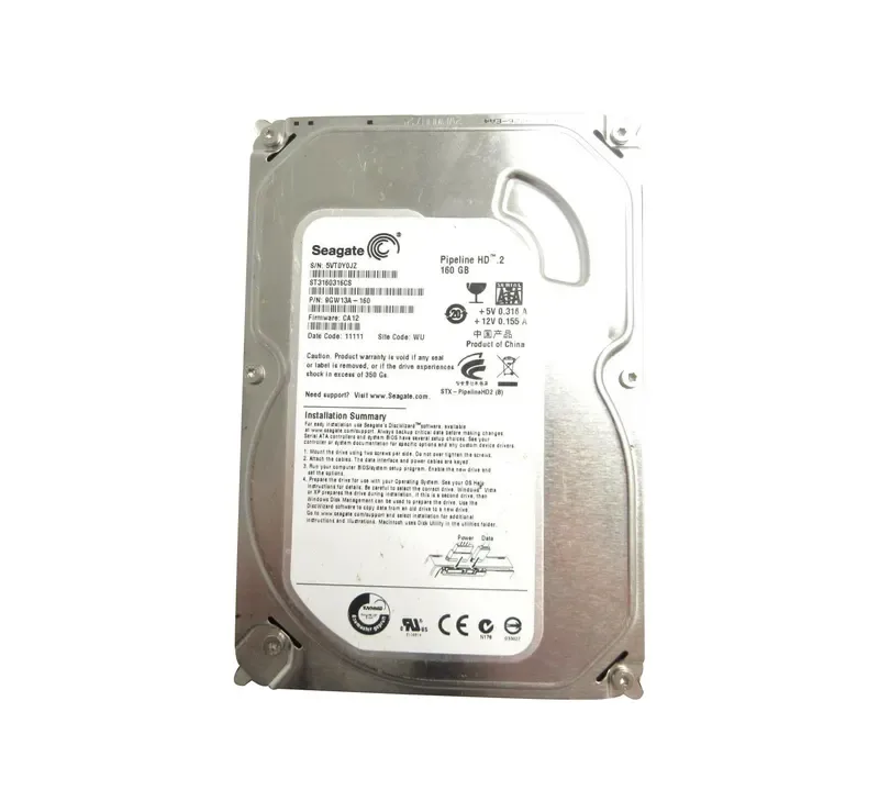 ST3160316CS - Seagate Pipeline 160GB 5900RPM SATA 3Gb/s 8MB Cache 3.5-inch Hard Drive