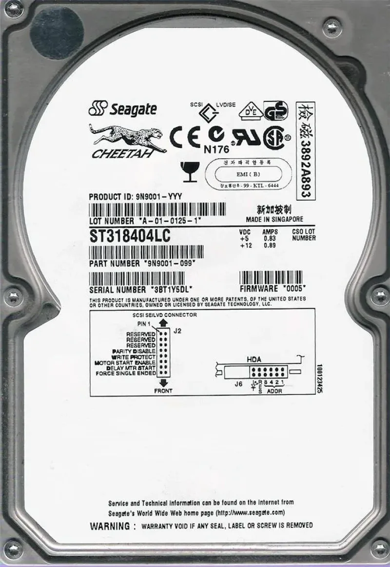 ST318404LC - Seagate Cheetah 18.37GB 10000RPM 80-Pin Ultra160 SCSI Hot Pluggable 8MB Cache 3.5-inch Hard Drive